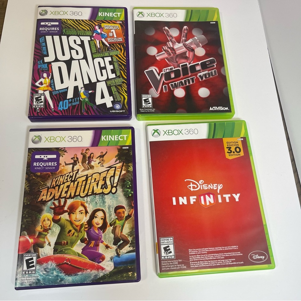 Xbox 360 bundle Just Dance 4 The Voice: I Want You Disney Infinity 3.0 DDR 2